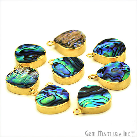 Abalone Shell 14mm Heart Shape Gold Electroplated Gemstone Connector - GemMartUSA