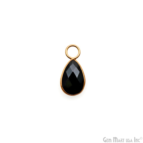 Black Onyx Gemstone Pears 8x12mm Big Single Bail Gold Plated Bezel Connector