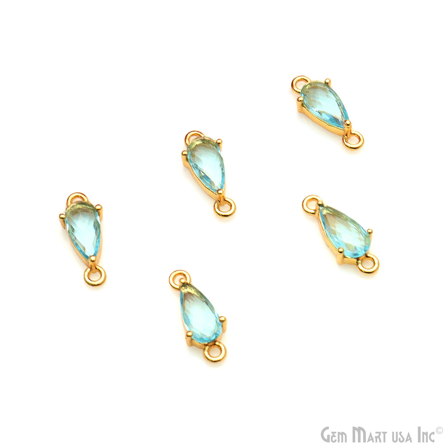 Faceted Pears 8x4mm Prong Gold Plated Double Bail Connector