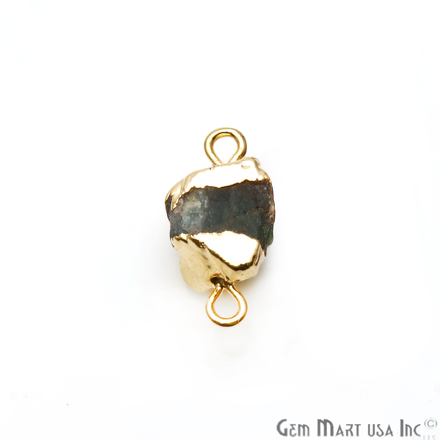 Rough Fluorite Organic 14x6mm Gold Electroplated Pendant Connector - GemMartUSA