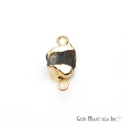 Rough Fluorite Organic 14x6mm Gold Electroplated Pendant Connector - GemMartUSA