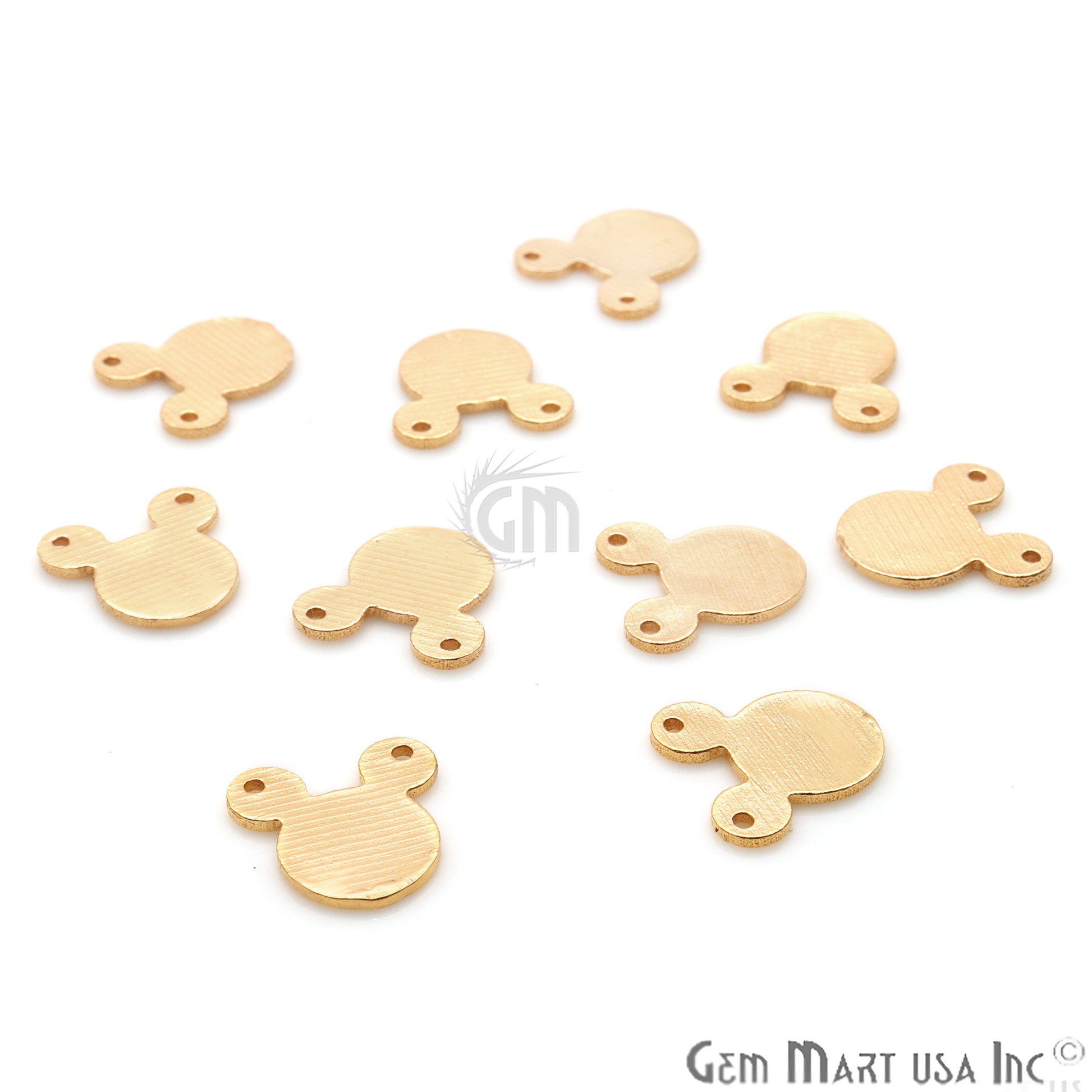 Micky Face Shape 13x10mm Gold Plated Finding Charm, DIY Jewelry - GemMartUSA