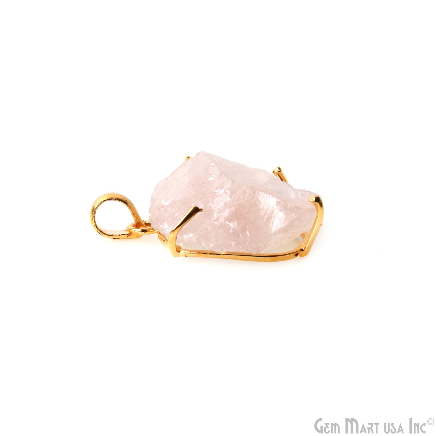 Natural Morganite Organic 28x22mm Gold Plated Prong Setting Single Bail Gemstone Pendant