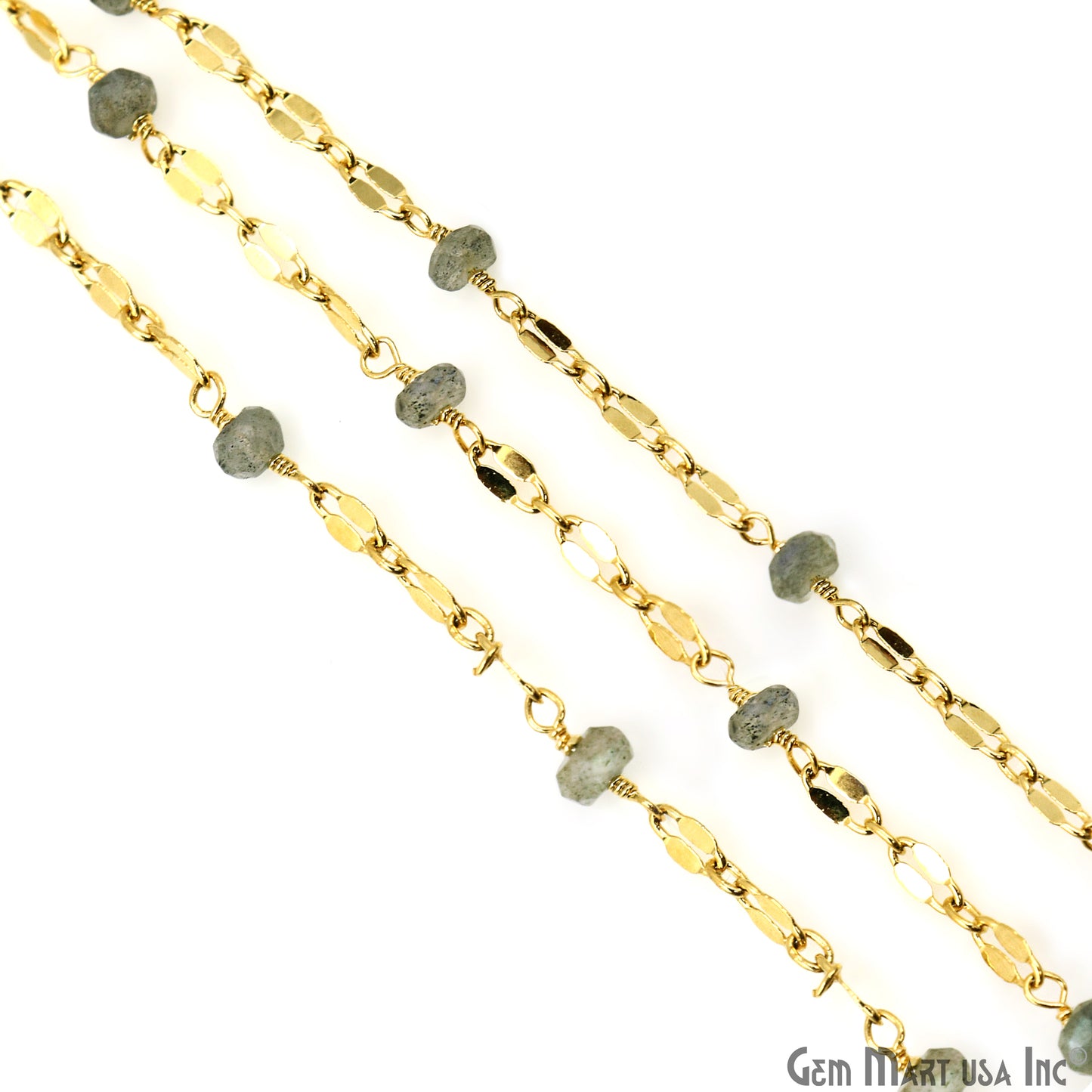 Labradorite Beads Gold Plated Finding Rosary Chain