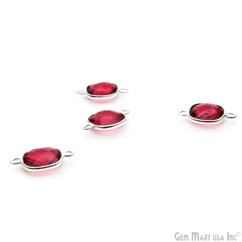 Pink Tourmaline Square 10mm Double Bail Silver Bezel Connector