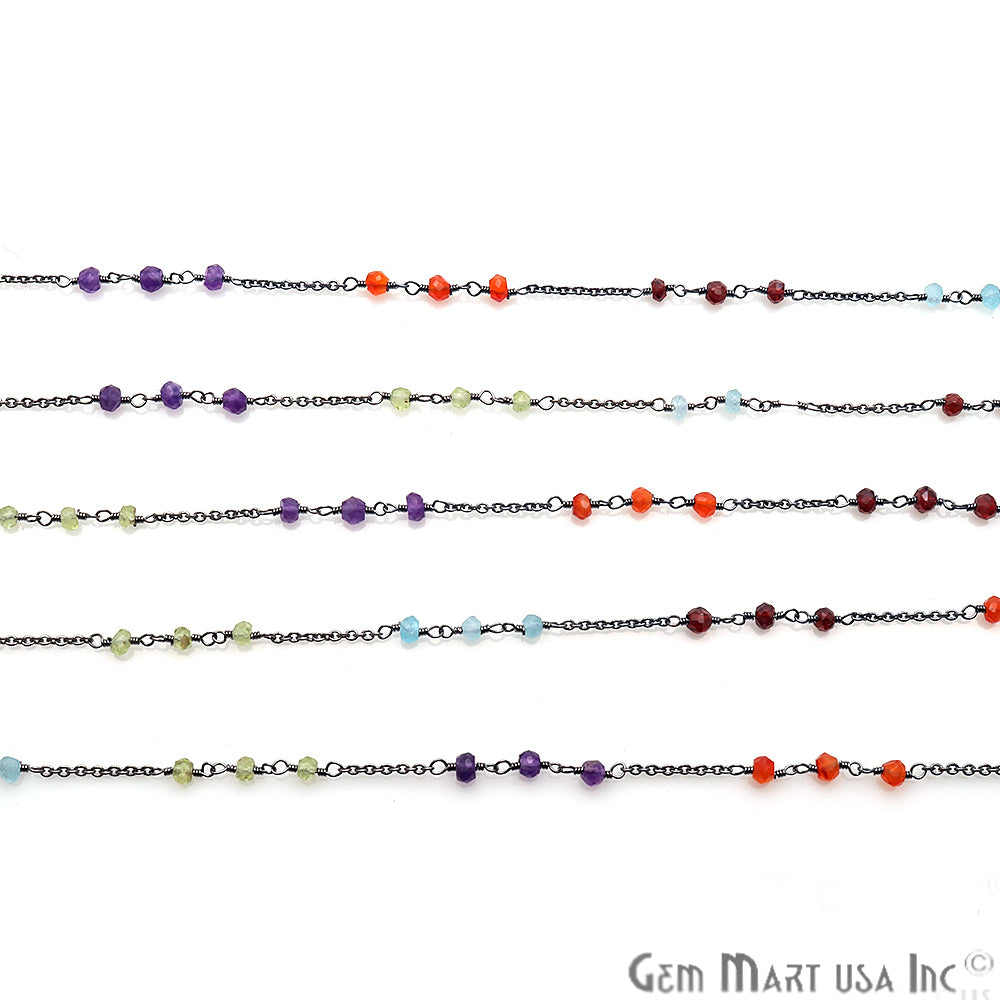 Multi Color Oxidized Wire Wrapped Beaded Rosary Chain