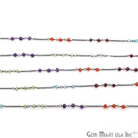 Multi Color Oxidized Wire Wrapped Beaded Rosary Chain
