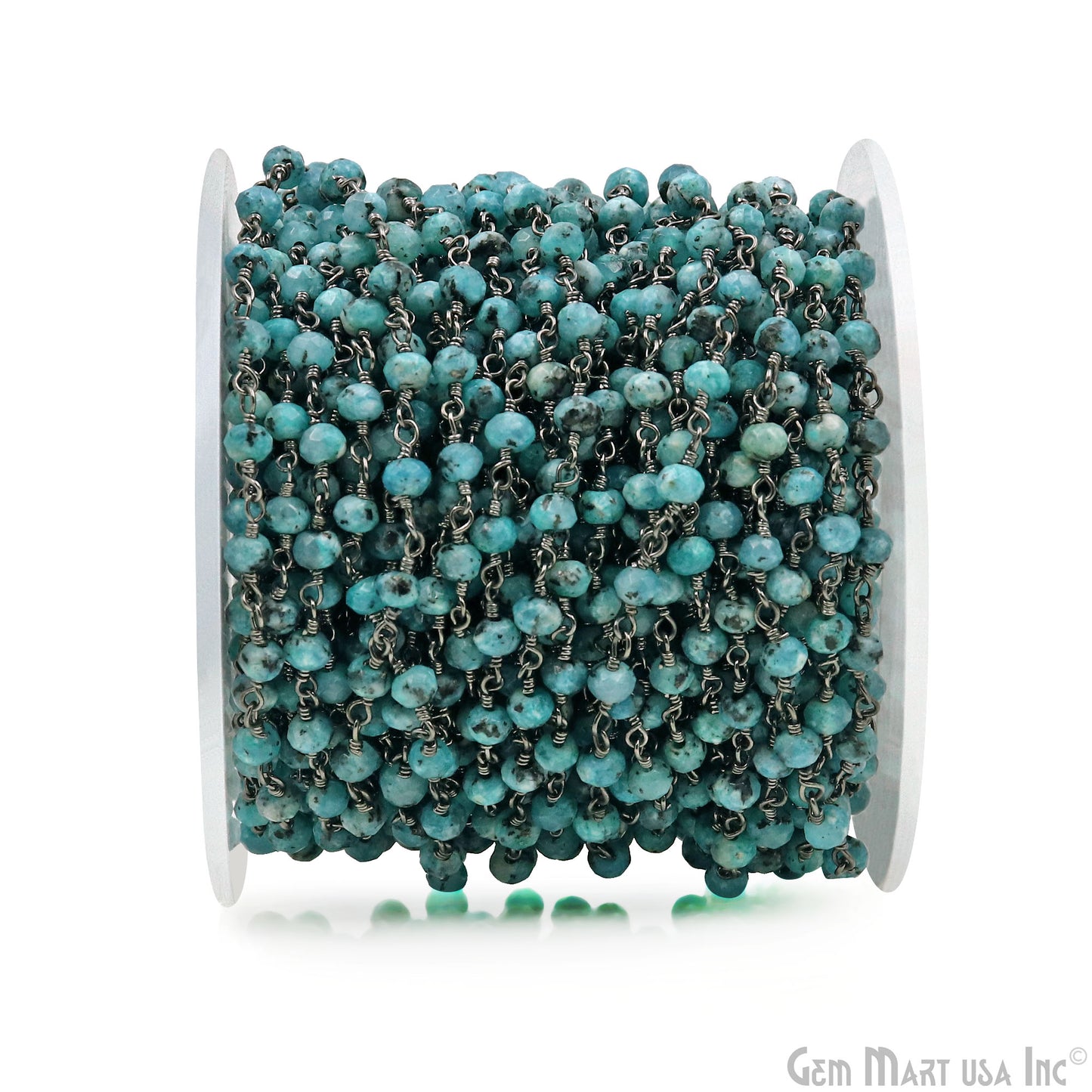 Chrysocolla Jade Faceted Beads 4mm Oxidized Gemstone Rosary Chain