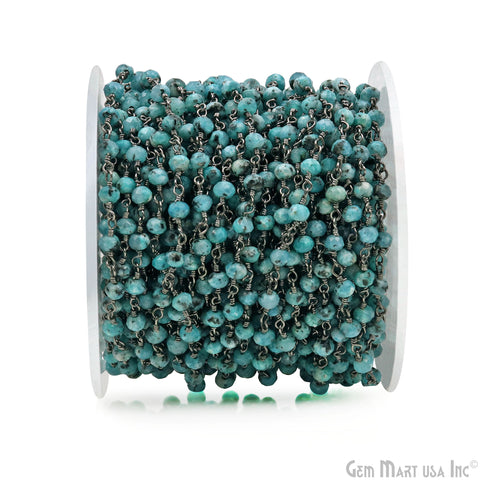 Chrysocolla Jade Faceted Beads 4mm Oxidized Gemstone Rosary Chain