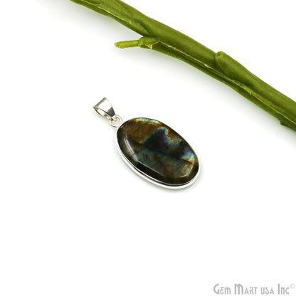 Labradorite Gemstone Oval 35x20mm Sterling Silver Necklace Pendant 1PC