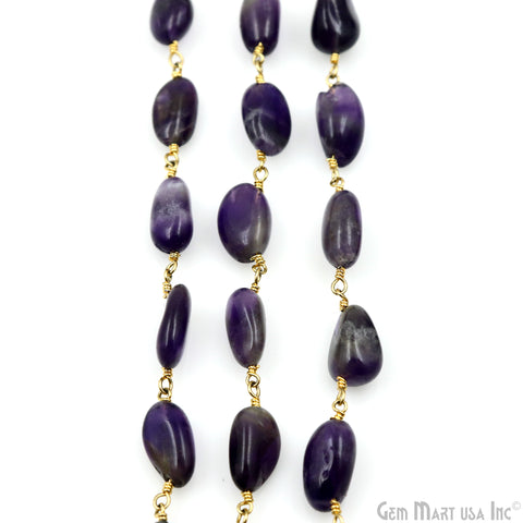 Amethyst 12x5mm Tumble Beads Gold Plated Rosary Chain