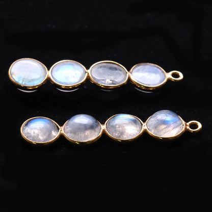 DIY Rainbow Moonstone Gold Plated 35X8mm Line Shape Chandelier Finding Component - GemMartUSA