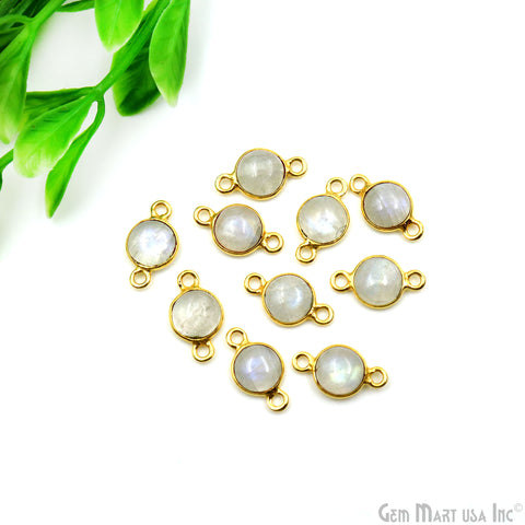 Cabochon 7mm Round Gold Plated Double Bail Gemstone Connector