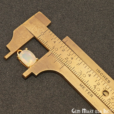 Opal Gemstone Octagon 7x9mm Prong Setting Gold Plated Connector - GemMartUSA