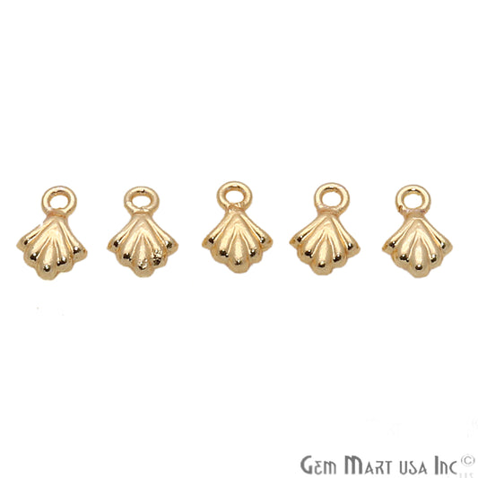 5pc Lot Seashell Finding 8x7mm Gold Plated Jewelry Making Charm - GemMartUSA