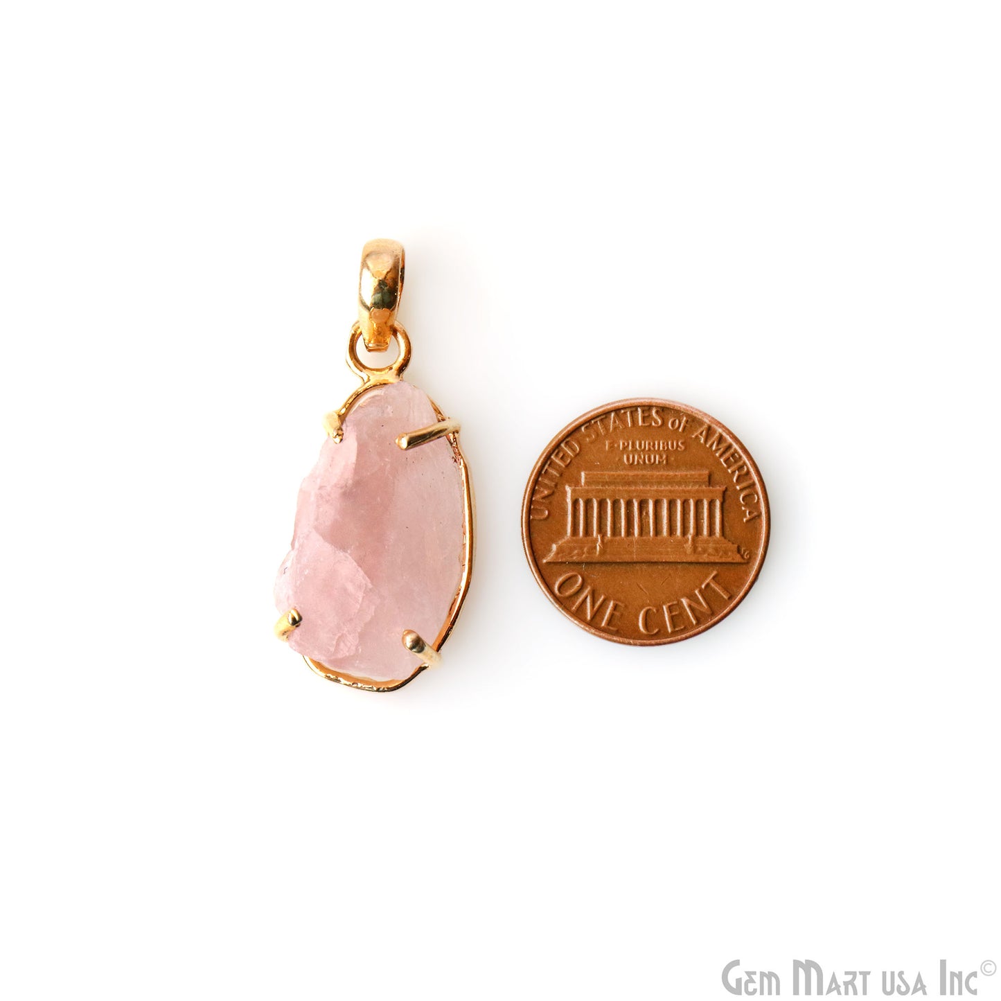 Natural Morganite Organic 28x13mm Gold Plated Prong Setting Single Bail Gemstone Pendant