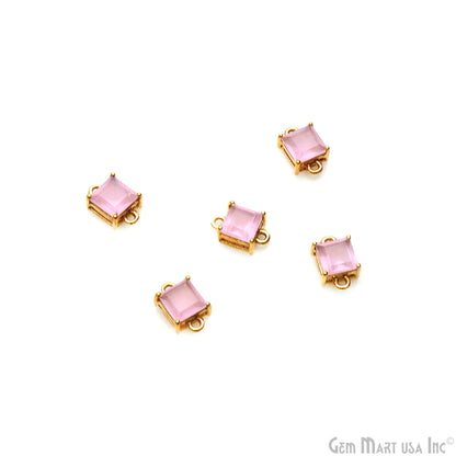 Faceted Square 6mm Prong Gold Plated Double Bail Connector