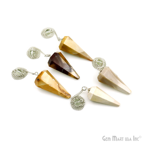 Healing Dowsing Pendulum Pendant & Silver Plated Chain (Pick  Your Gemstone)