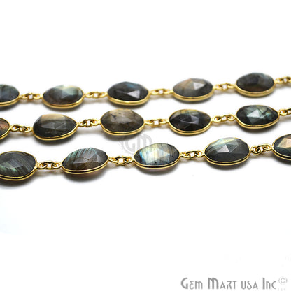 Labradorite Oval 16x12mm Gold Bezel Continous Connector Chain - GemMartUSA (763992703023)