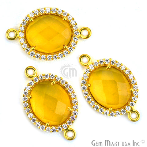 Gemstone 10x12mm Oval Cubic Zirconia Prong Setting Gold Connector (Pick Your Gemstone) - GemMartUSA