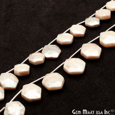 Coated Moonstone Hexagon 15x12mm Crafting Beads Gemstone Briolette Strands 8 Inch - GemMartUSA