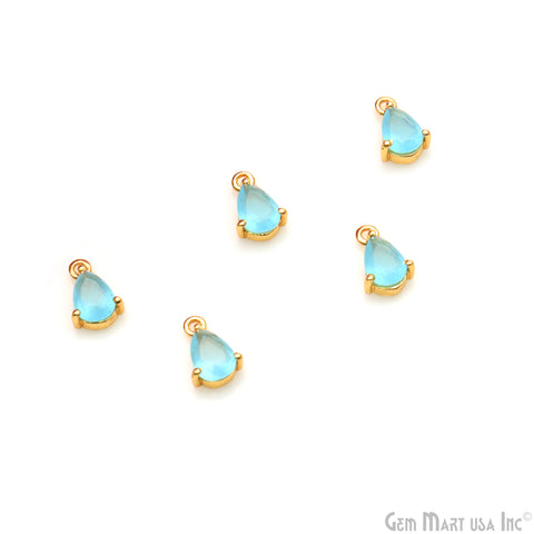Faceted Pears 6x4mm Prong Gold Plated Single Bail Connector