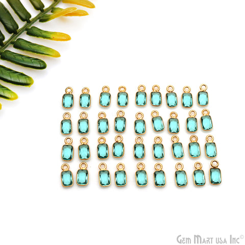 5pc Lot Apatite Octagon 5x3mm Gold Plated Single Bail Gemstone Tiny Connector