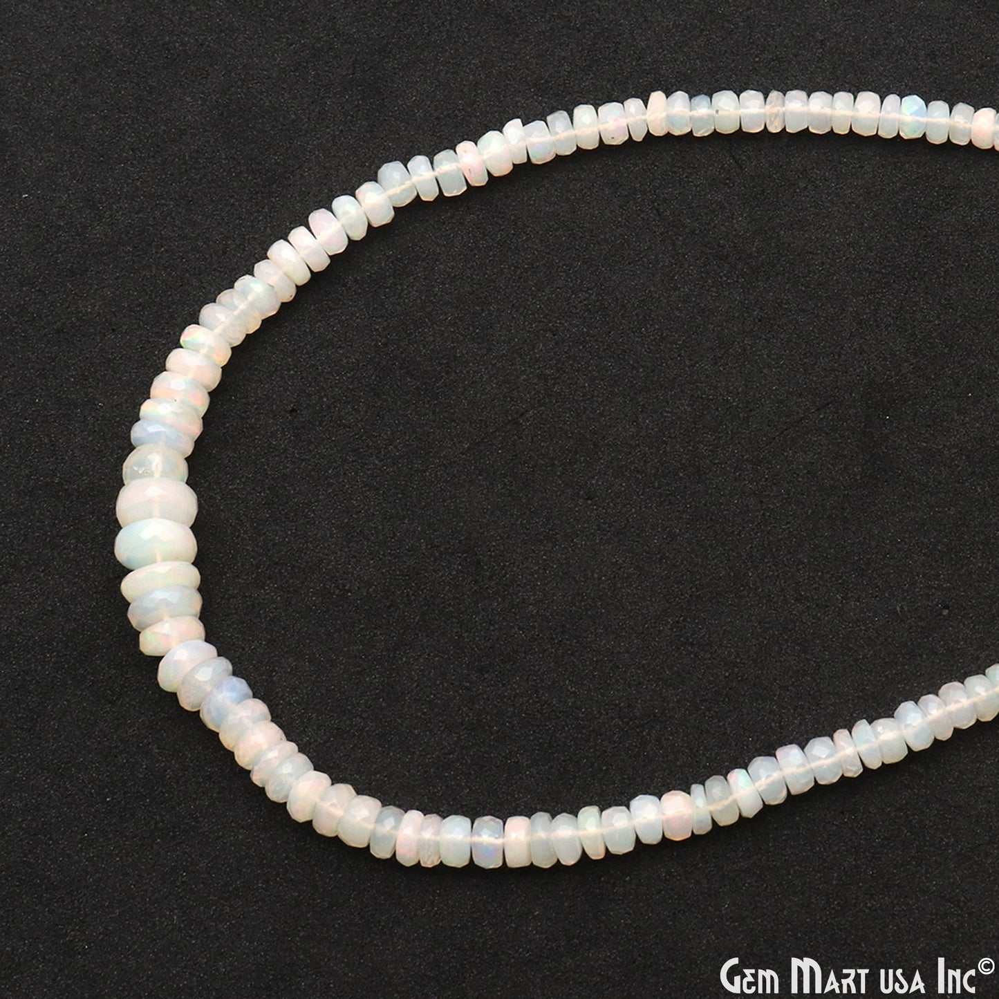 Opal Rondelle Beads, 13 Inch Gemstone Strands, Drilled Strung Nugget Beads, Faceted Round, 4-5mm