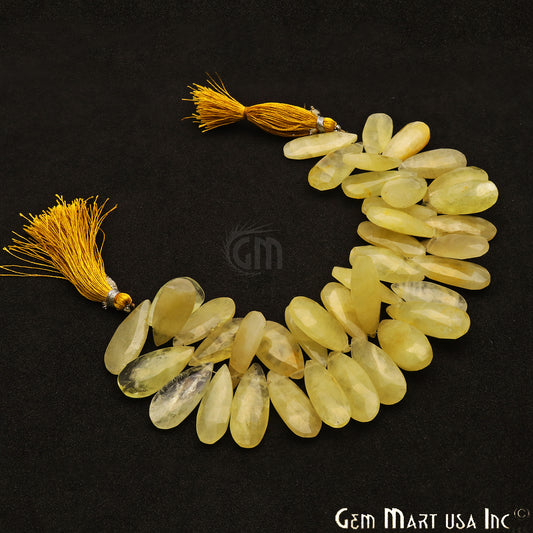 Yellow Aventurine Pears 10x28mm Crafting Beads Gemstone Briolette Strands 8 Inch - GemMartUSA