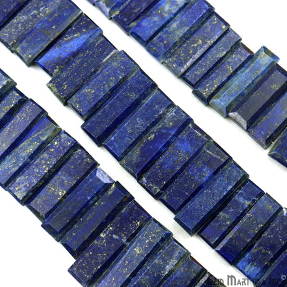 Lapis Rectangle Beads, 9 Inch Gemstone Strands, Drilled Strung Briolette Beads, Rectangle Shape, 28x10mm