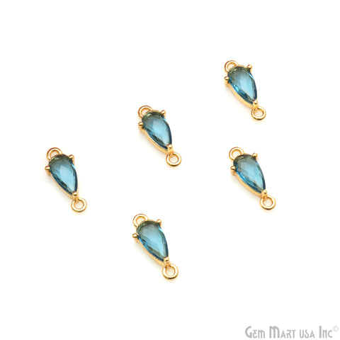 Faceted Pears 8x4mm Prong Gold Plated Double Bail Connector