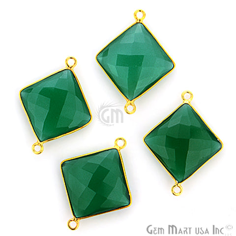 Square 16mm Double Bail Gold Bezel Gemstone Connector (Pick Stone & Lot Size)