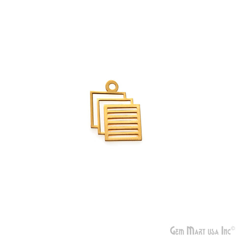 Invoice Icon Square Charm Laser Finding Gold Plated 15x18mm Charm For Bracelets & Pendants