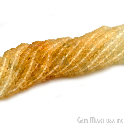 ight Citrine Shaded Micro Faceted Rondelle 3-4mm 13" Length (762704986159)