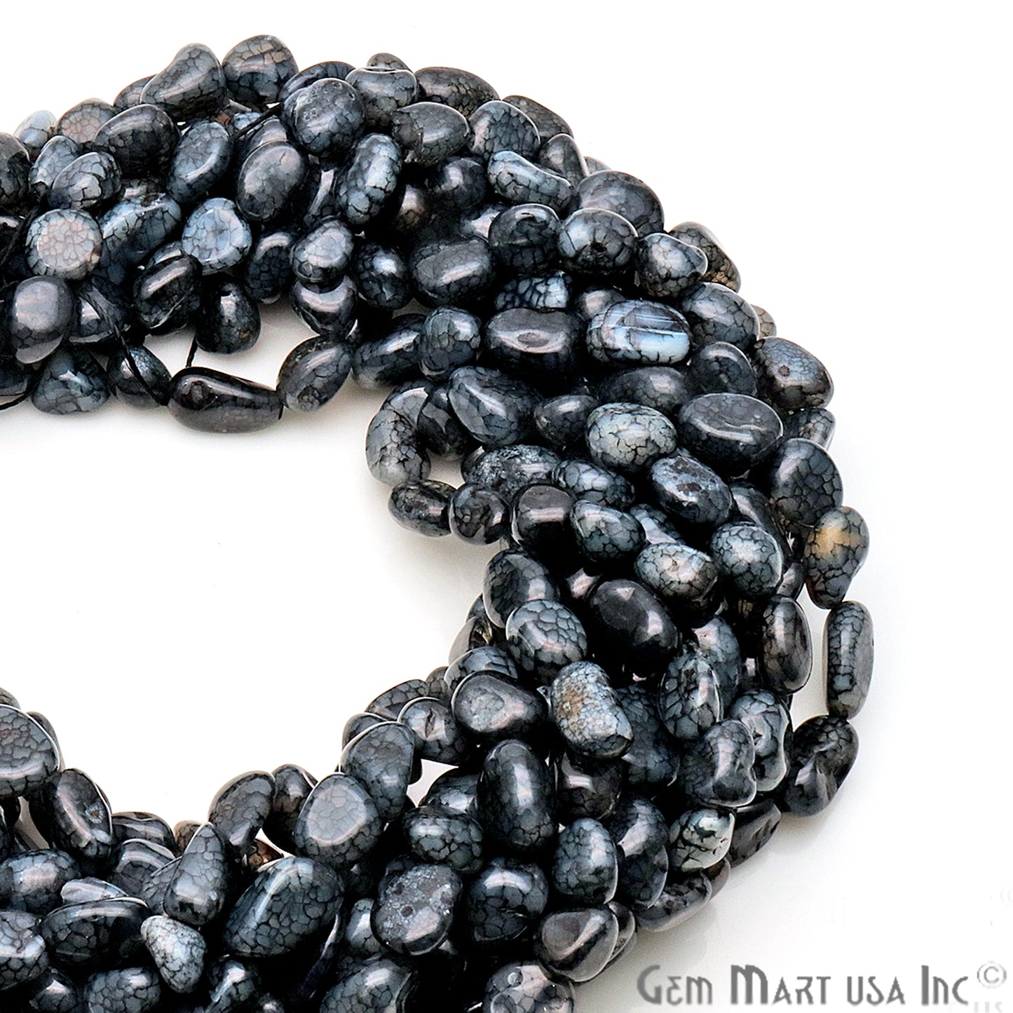 Black Obsidian Jade 13x9mm Tumble Beads Strands 14Inch - GemMartUSA