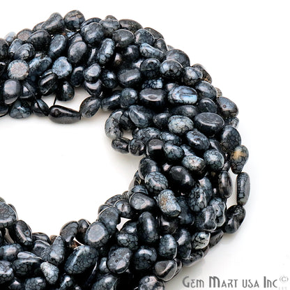 Black Obsidian Jade 13x9mm Tumble Beads Strands 14Inch - GemMartUSA