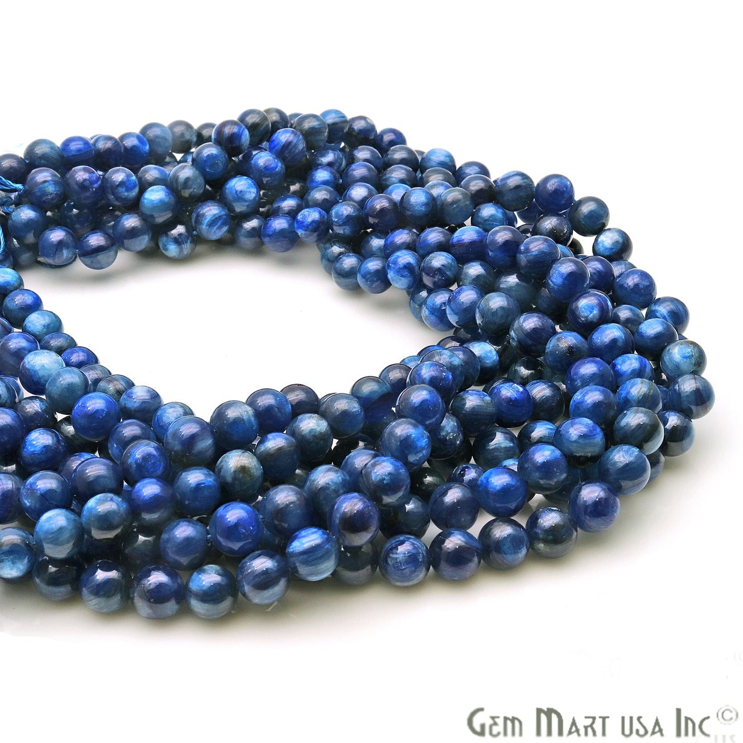 Kyanite 8-9mm Cabochon Rondelle Beads Strands 14Inch - GemMartUSA