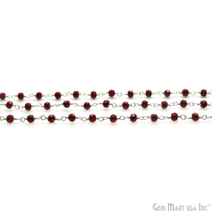 Red Jasper 3-3.5mm Beaded Silver Wire Wrapped Rosary Chain