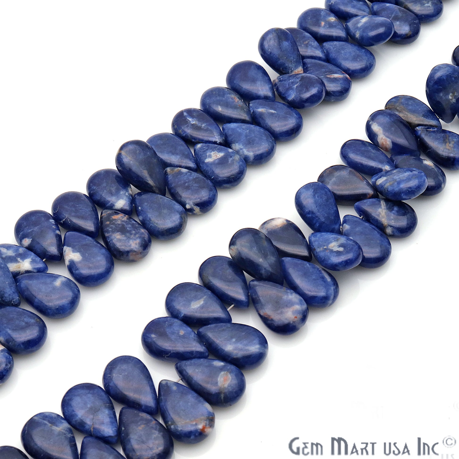 Sodalite Pears 10x16mm Crafting Beads Gemstone Briolette Strands 8 Inch - GemMartUSA