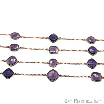 Amethyst 15mm Gold Plated Bezel Link Connector Chain - GemMartUSA (764144255023)