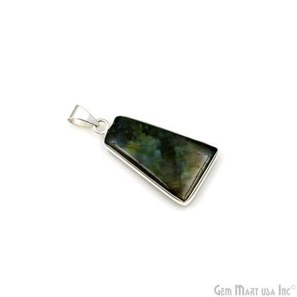 Labradorite Gemstone Rectangle 35x19mm Sterling Silver Necklace Pendant 1PC