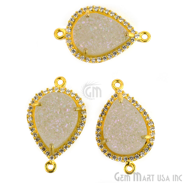 White Druzy 12x16mm Pear...