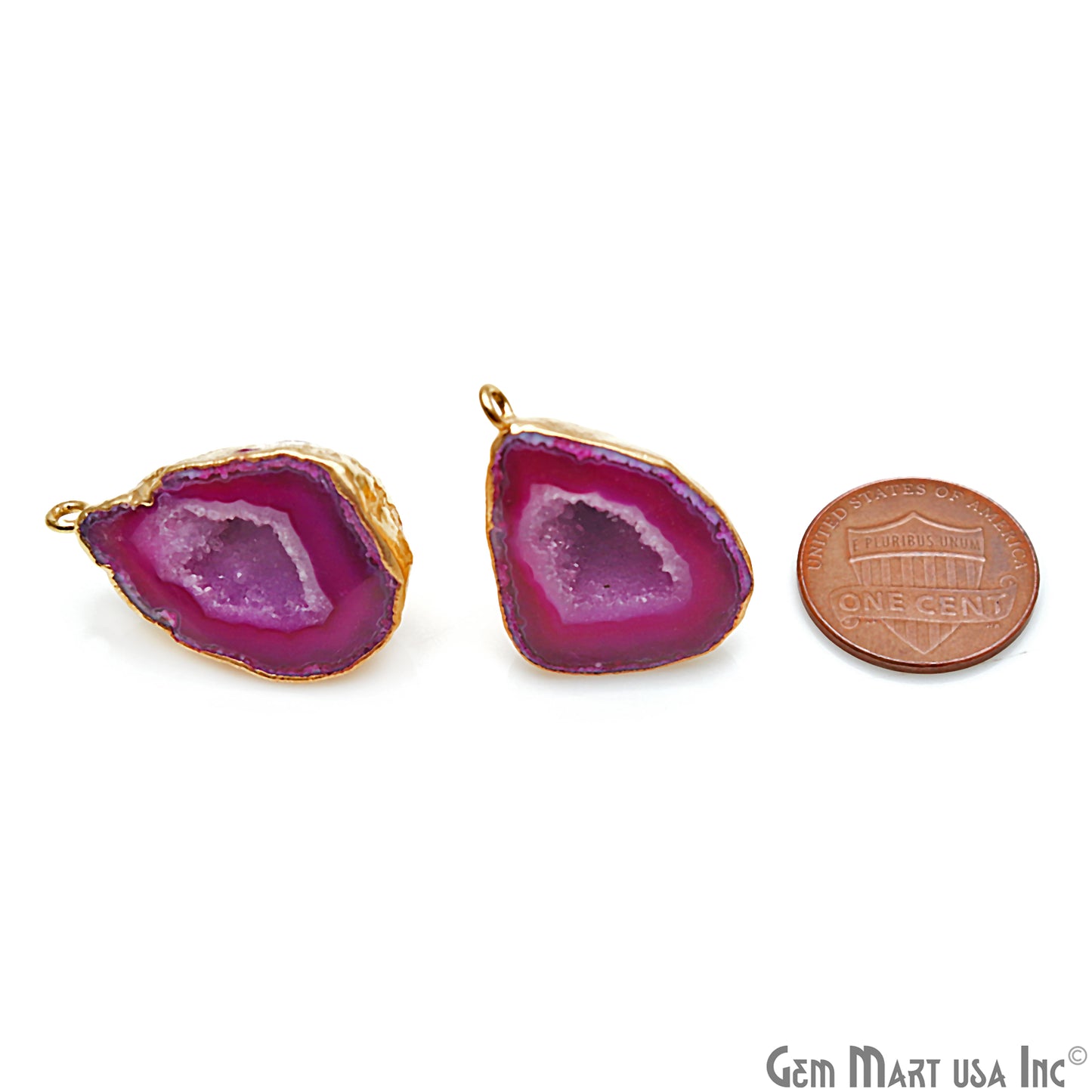 DIY Agate Slice Geode Druzy 29x20mm Gold Electroplated Loop Connector Studs Earrings - GemMartUSA