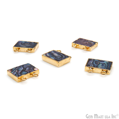 Abalone Shell 12x16mm Octagon Cat Bail Gold Electroplated Connector