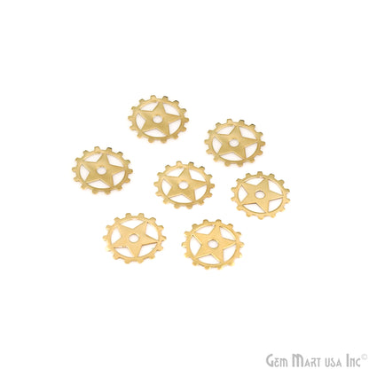 Star in Round Charm Laser Finding Gold Plated 20mm Charm For Bracelets & Pendants