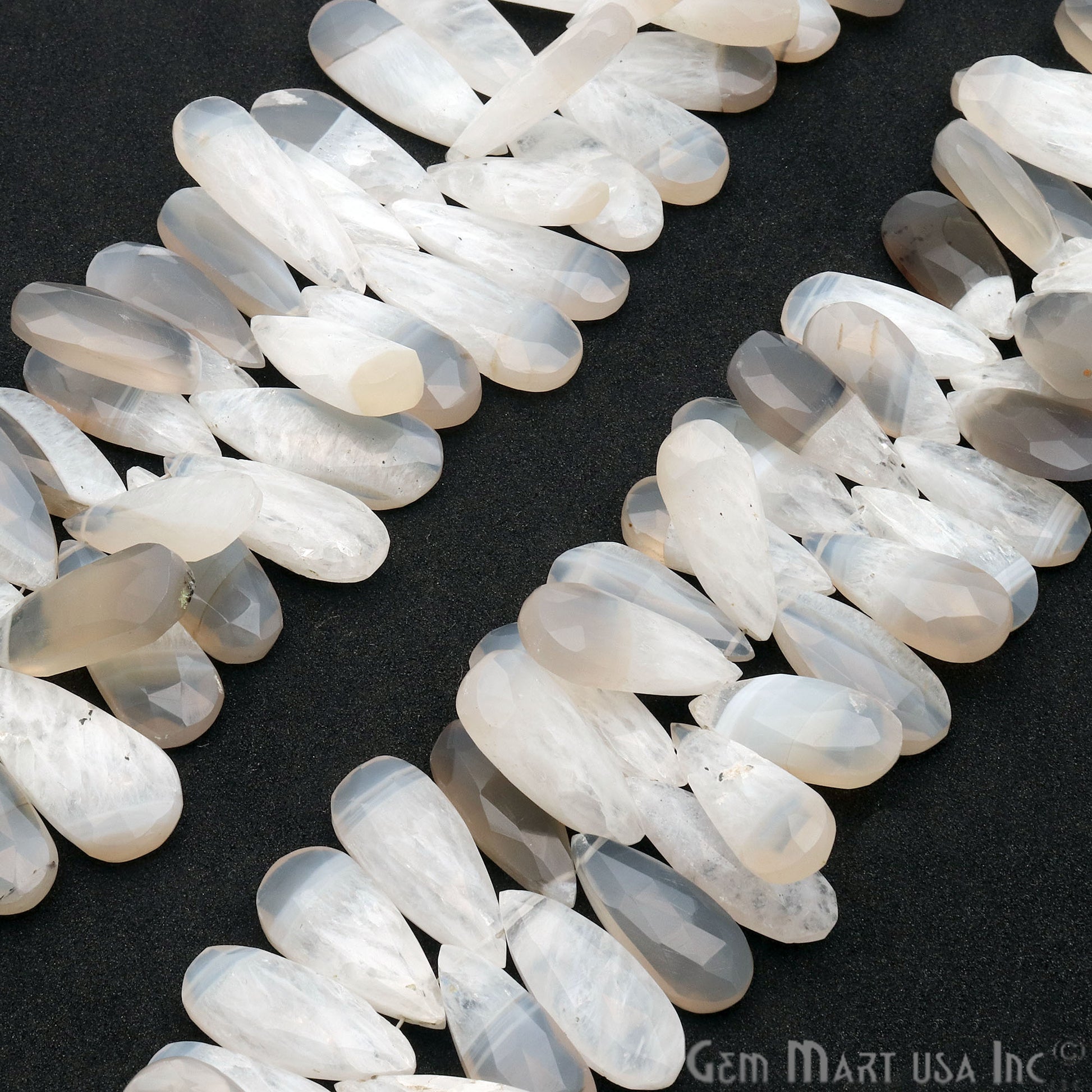 Selenite Pears 28x10mm Crafting Beads Gemstone Briolette Strands 8 Inch - GemMartUSA