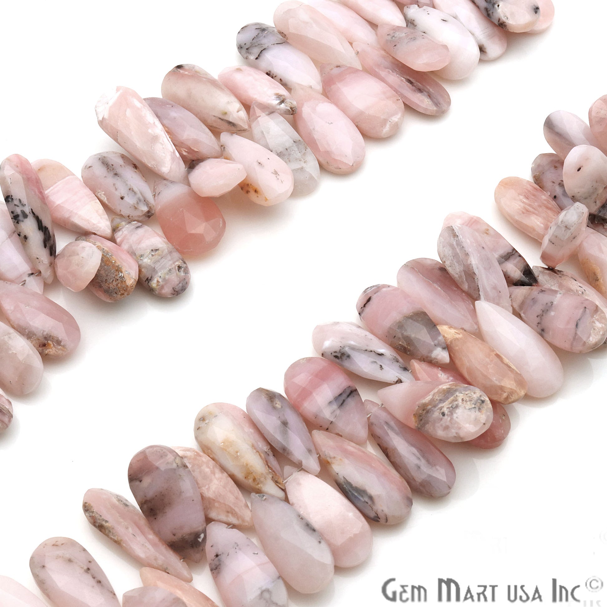 Pink Opal Pears 24x11mm Crafting Beads Gemstone Briolette Strands 8 INCH - GemMartUSA