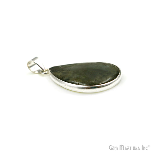Labradorite Gemstone Pears 39x22mm Sterling Silver Necklace Pendant 1PC
