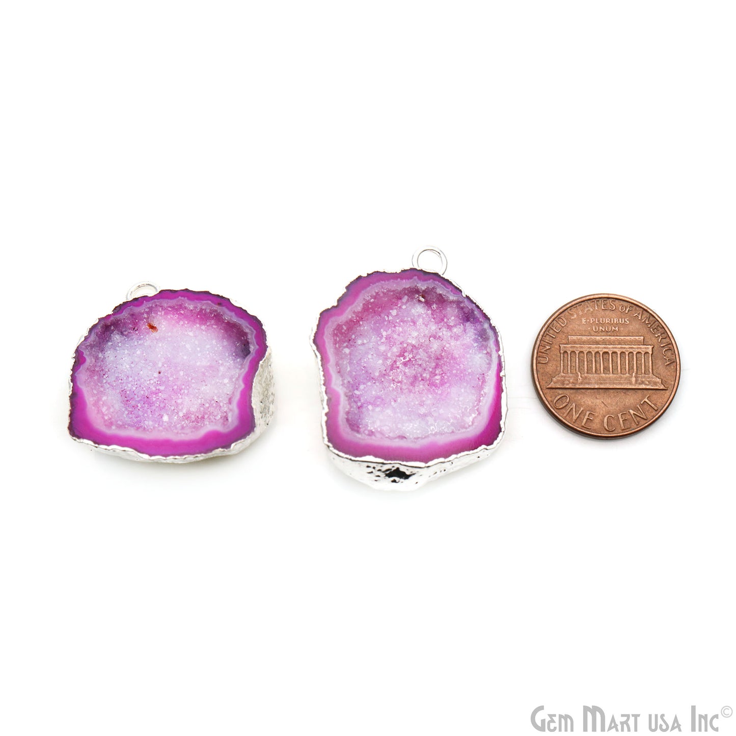 Geode Druzy 26x37mm Organic Silver Electroplated Single Bail Gemstone Earring Connector 1 Pair