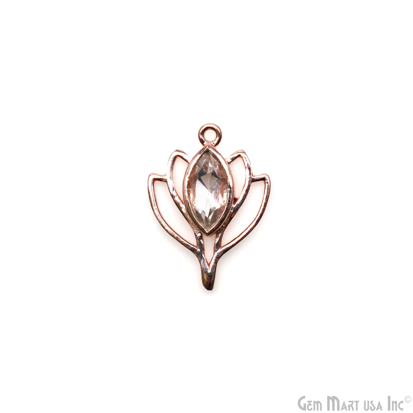 Lotus Flower Shape 25x18mm Rose Gold Plated Single Bail Jewelry Pendant Connector